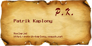 Patrik Kaplony névjegykártya